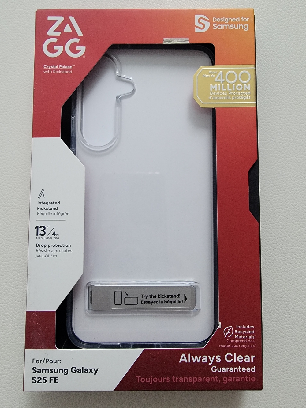 Zagg Crystal Palace Clear Case for Samsung Galaxy S25 FE w/Kickstand